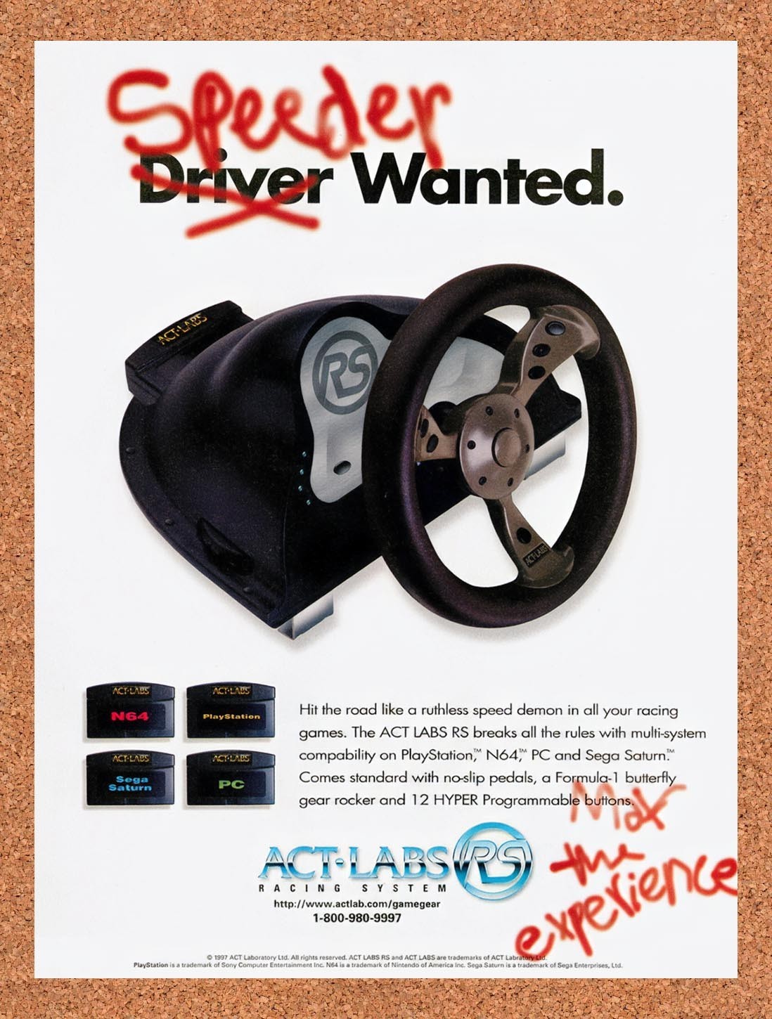 1997 Act Labs RS Programmable Racing Wheel Original Advertisement / Promo v2
