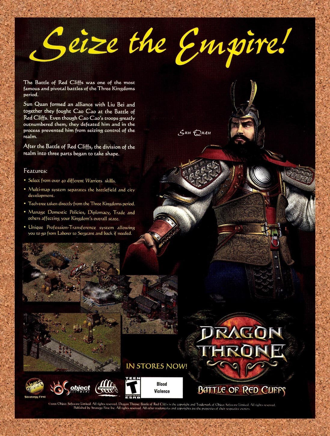 2002 Dragon Throne Battle Of Red Chiefs PC Original Advertisement / Promo v2