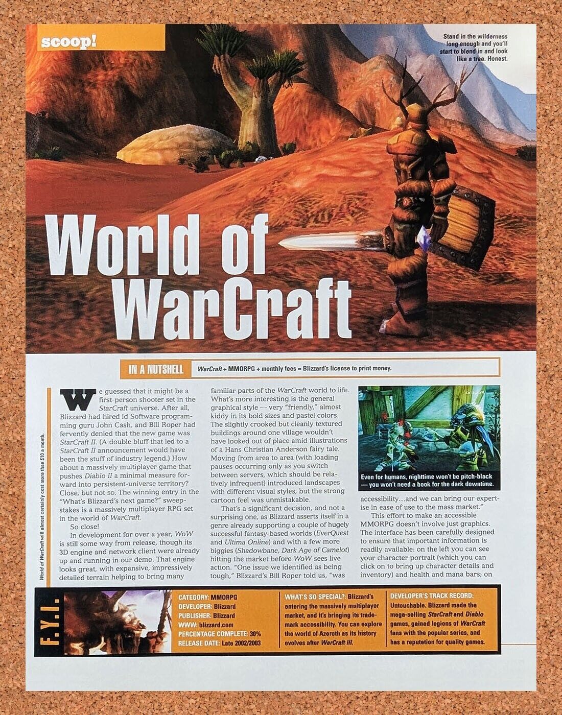 WOW World Of WarCraft PC Original 2002 Ad Authentic Video Game Review Promo