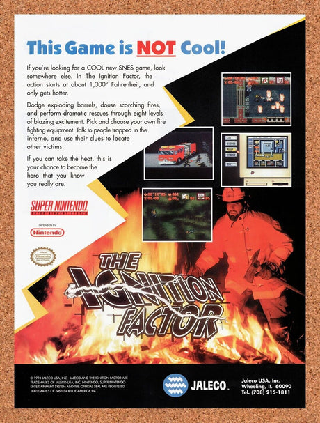 1995 The Ignition Factor SNES Original Advertisement / Retro Wall Art v1