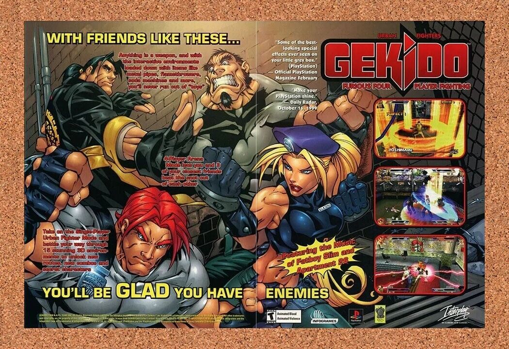 Gekido PS1 GBA Original 2001 Ad Authentic Nintendo Video Game Promo