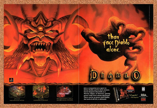 1997 Diablo PS1 Original Advertisement / Retro Wall Art v4
