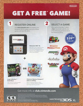 Mario 3d World 3DS Original 2015 Ad Authentic Nintendo Console Game Sweepstakes