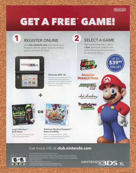 Mario 3d World 3DS Original 2015 Ad Authentic Nintendo Console Game Sweepstakes