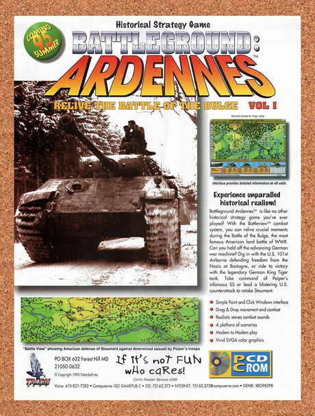 1995 Battleground Ardennes Vol 1 PC Original Advertisement / Retro Wall Art v1