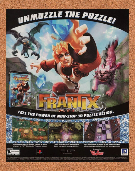 Frantix PSP Original 2007 Ad Authentic Obscure Ubisoft Puzzle Video Game Promo