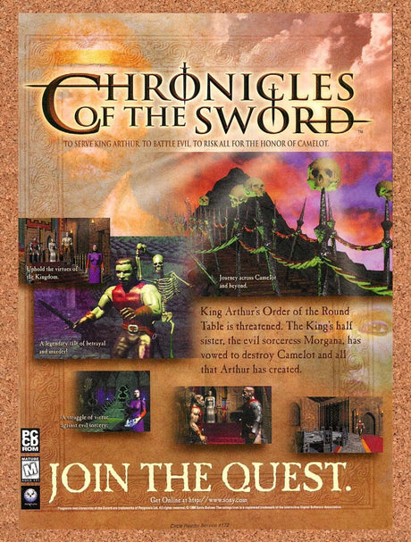 1996 Chronicles Of The Sword PC Original Advertisement / Retro Promo v1