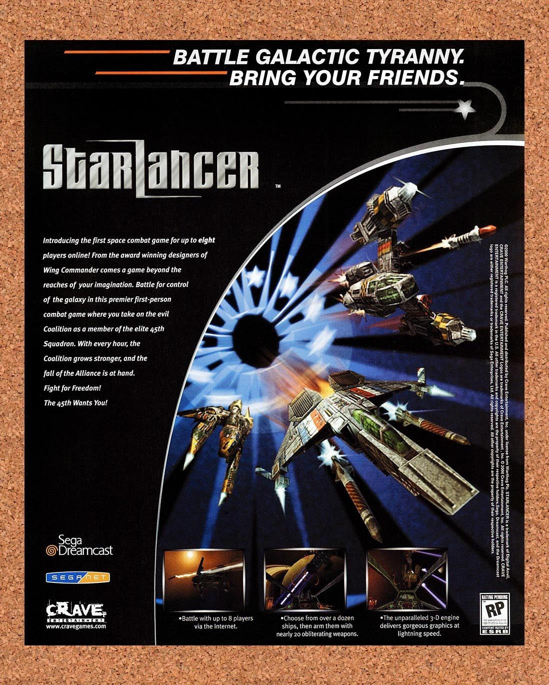 2000 Starlancer Dreamcast Original Advertisement / Retro Promo v3