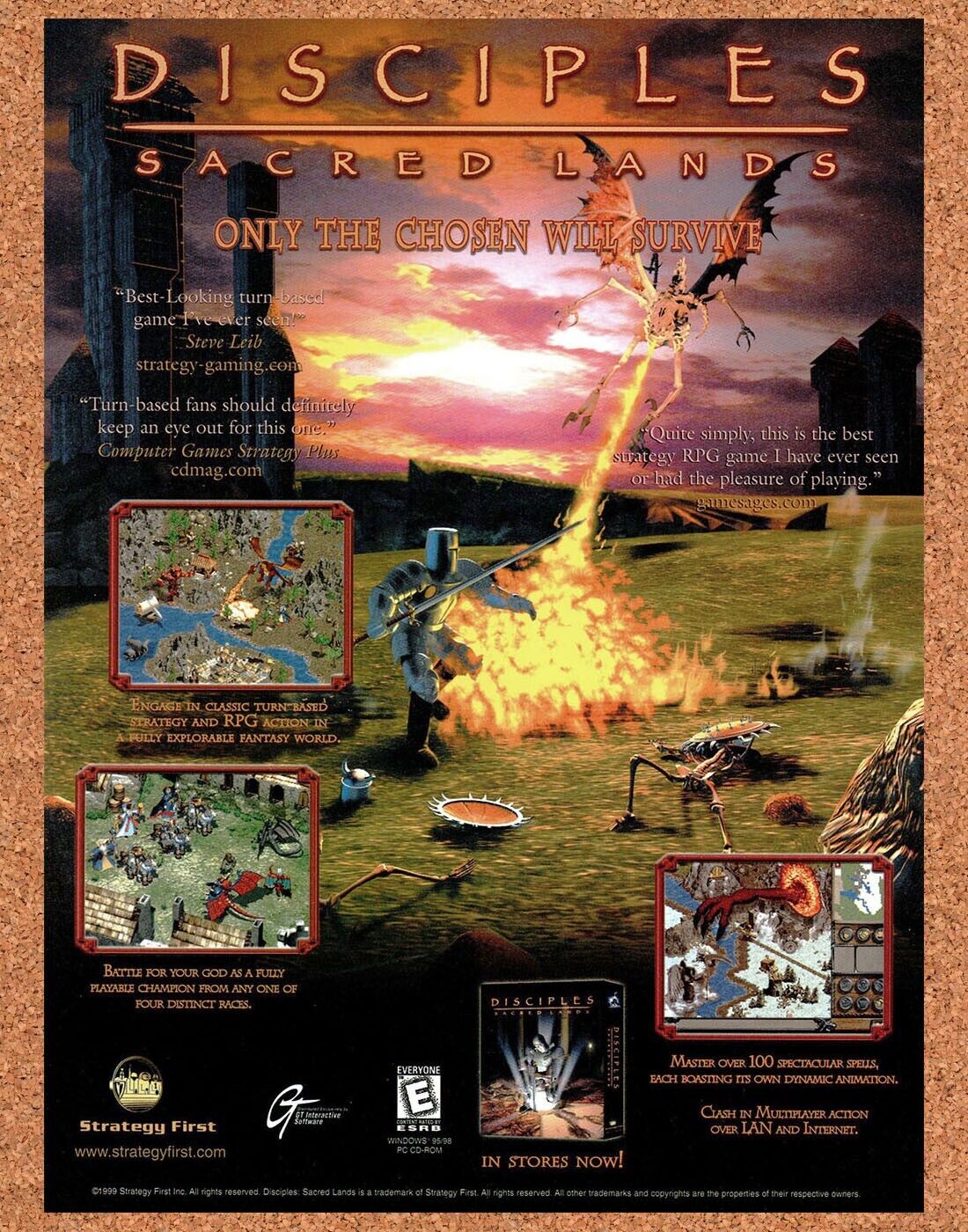 Disciples Sacred Lands PC Original 1999 Ad Authentic Video Game Promo v2