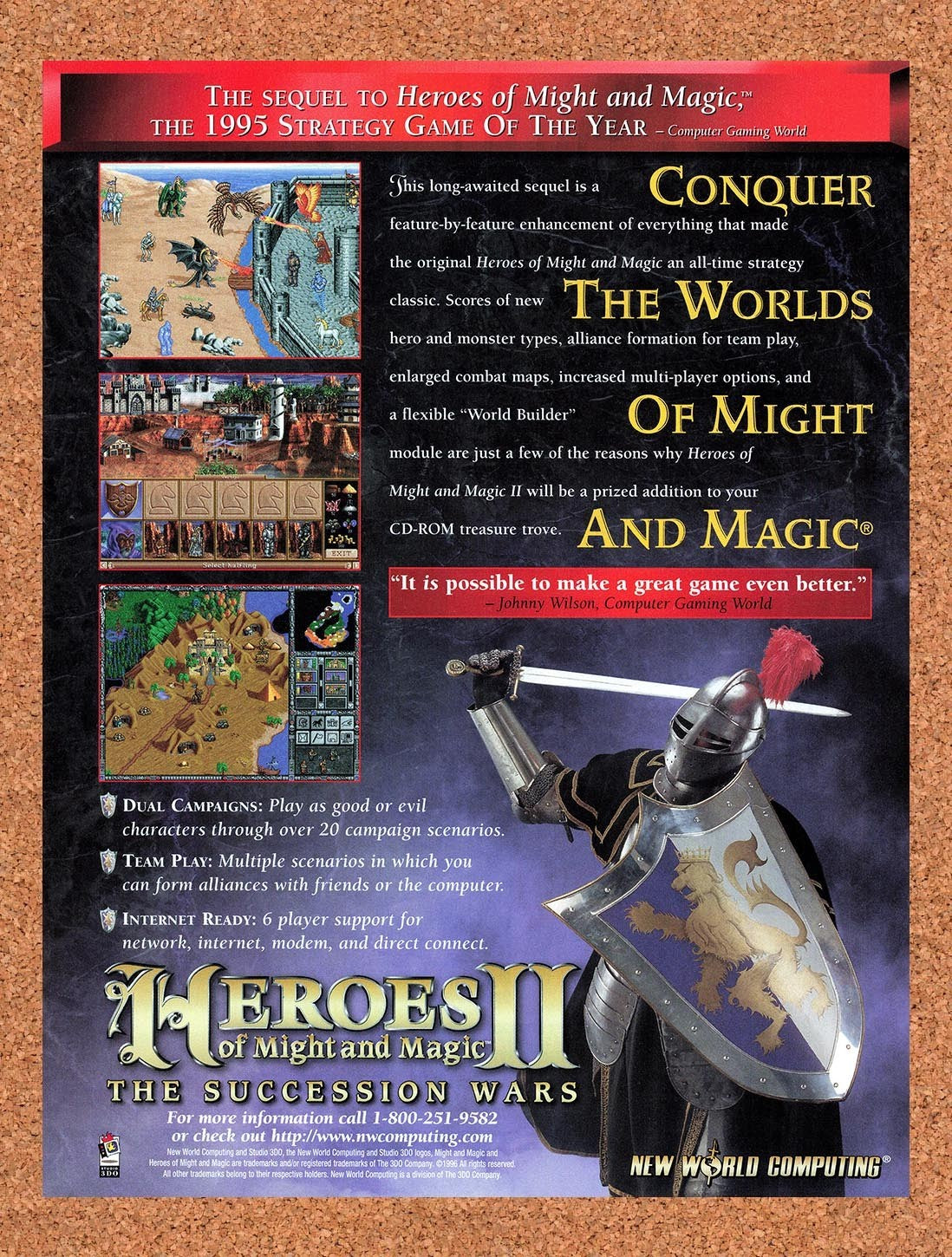 1997 Heroes Of Might And Magic II The Succession Wars PC Original Ad / Promo v2