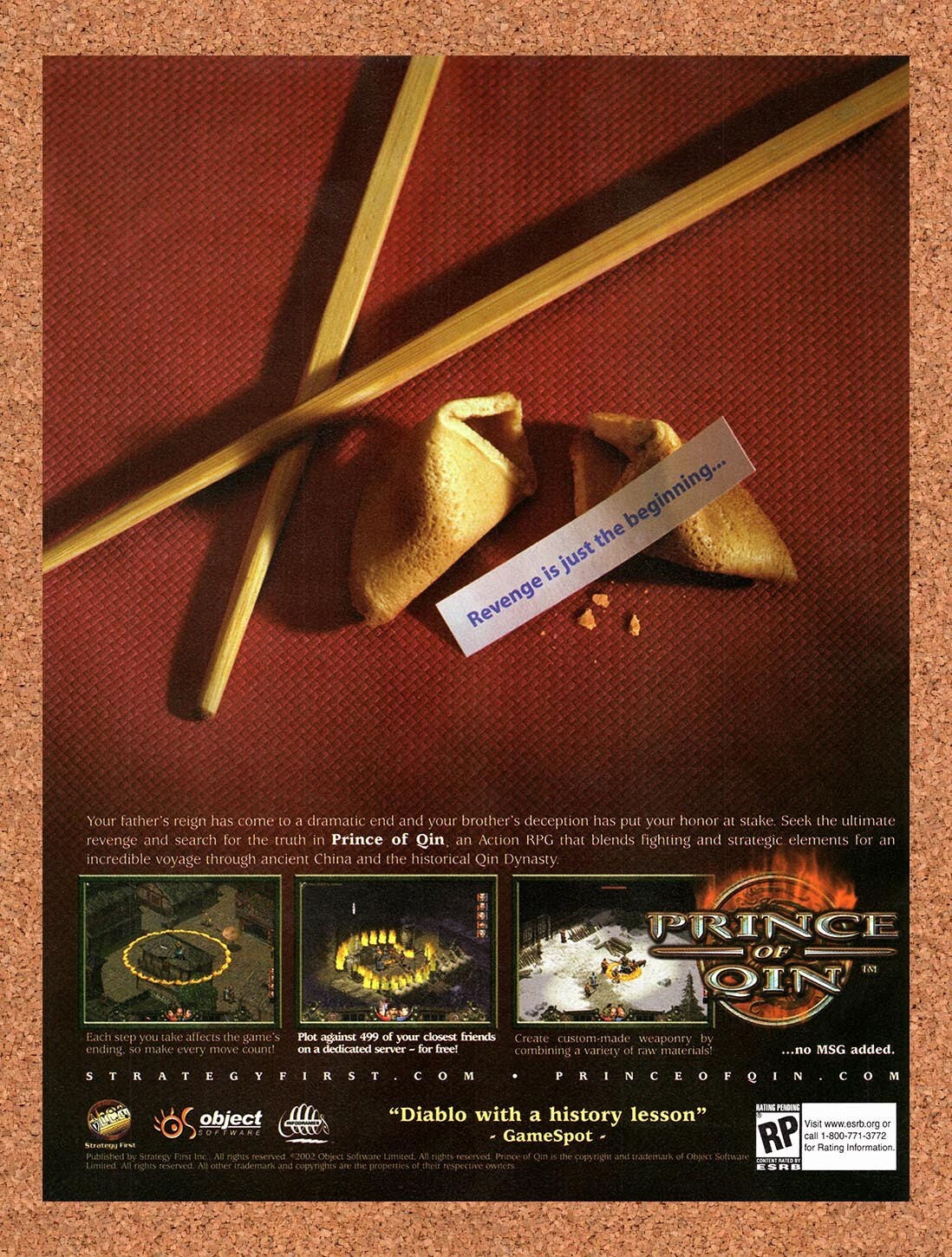 2002 Prince Of Qin PC Original Advertisement / Retro Wall Art v1