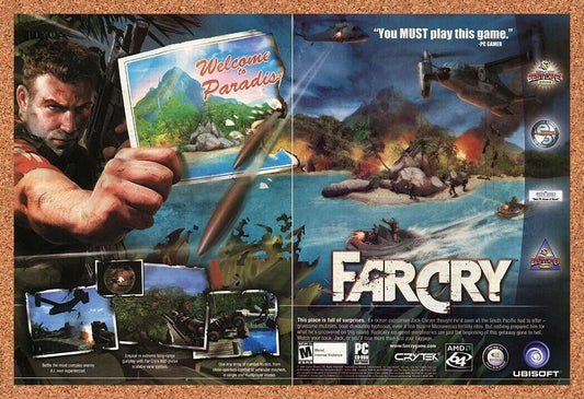 Far Cry PC Original 2005 Ad Authentic UbiSoft nVIDIA Video Game Promo Art v2