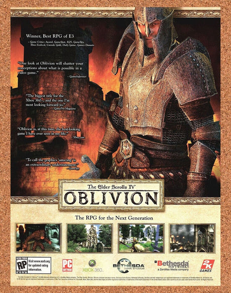 Original 2006 Elder Scrolls IV Oblivion PC Vintage Ad - Video Game Art Promo