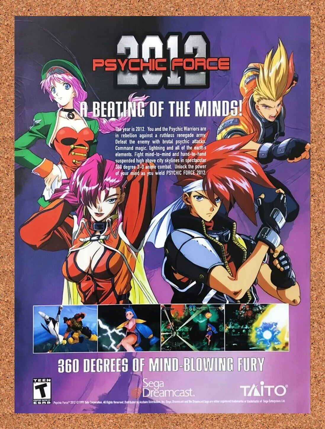 2000 Psychic Force 2013 Dreamcast Original Advertisement / Retro Wall Art v1
