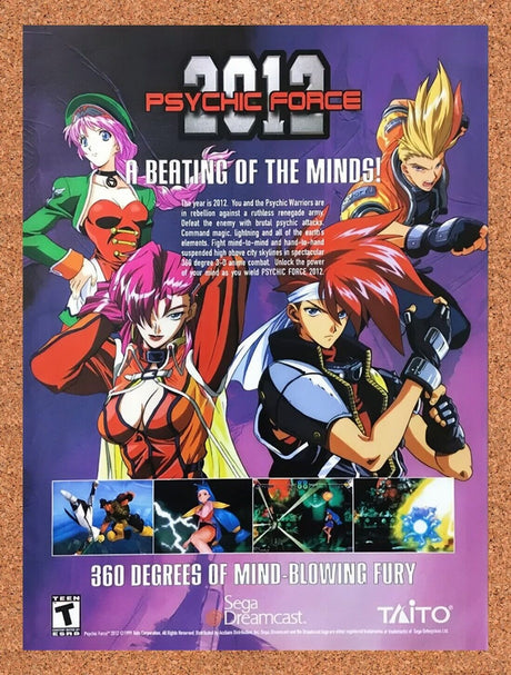 2000 Psychic Force 2013 Dreamcast Original Advertisement / Retro Wall Art v1