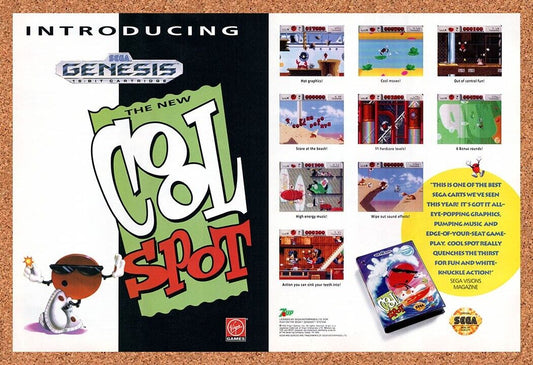 Cool Spot Genesis Original 1992 Vintage Ad - 7up Video Game Promo