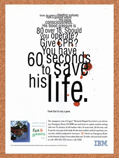 1995 Emergency Room PC Original Advertisement / Retro Promo v1