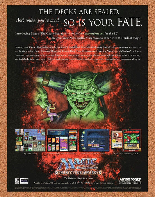 Magic The Gathering Spells PC Original 1998 Print Ad Authentic Video Game Promo