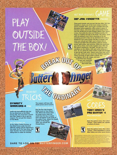 2007 Butterfinger Video Game Codes Original Advertisement / Retro Wall Art v1