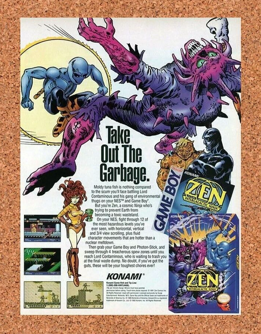 Zen Intergalactic Ninja Gameboy Original 1992 Ad Authentic Nintendo Promo