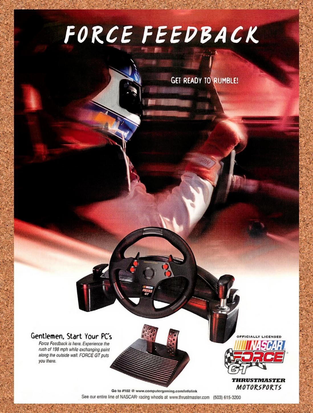 1998 Thrustmaster Motorsports Nascar Force GT Original Advertisement / Promo v3