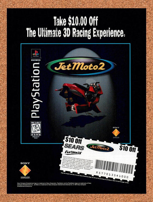 1996 Jet Moto 2 Sears Funtronics Rebate Original Ad / Retro Wall Art v2