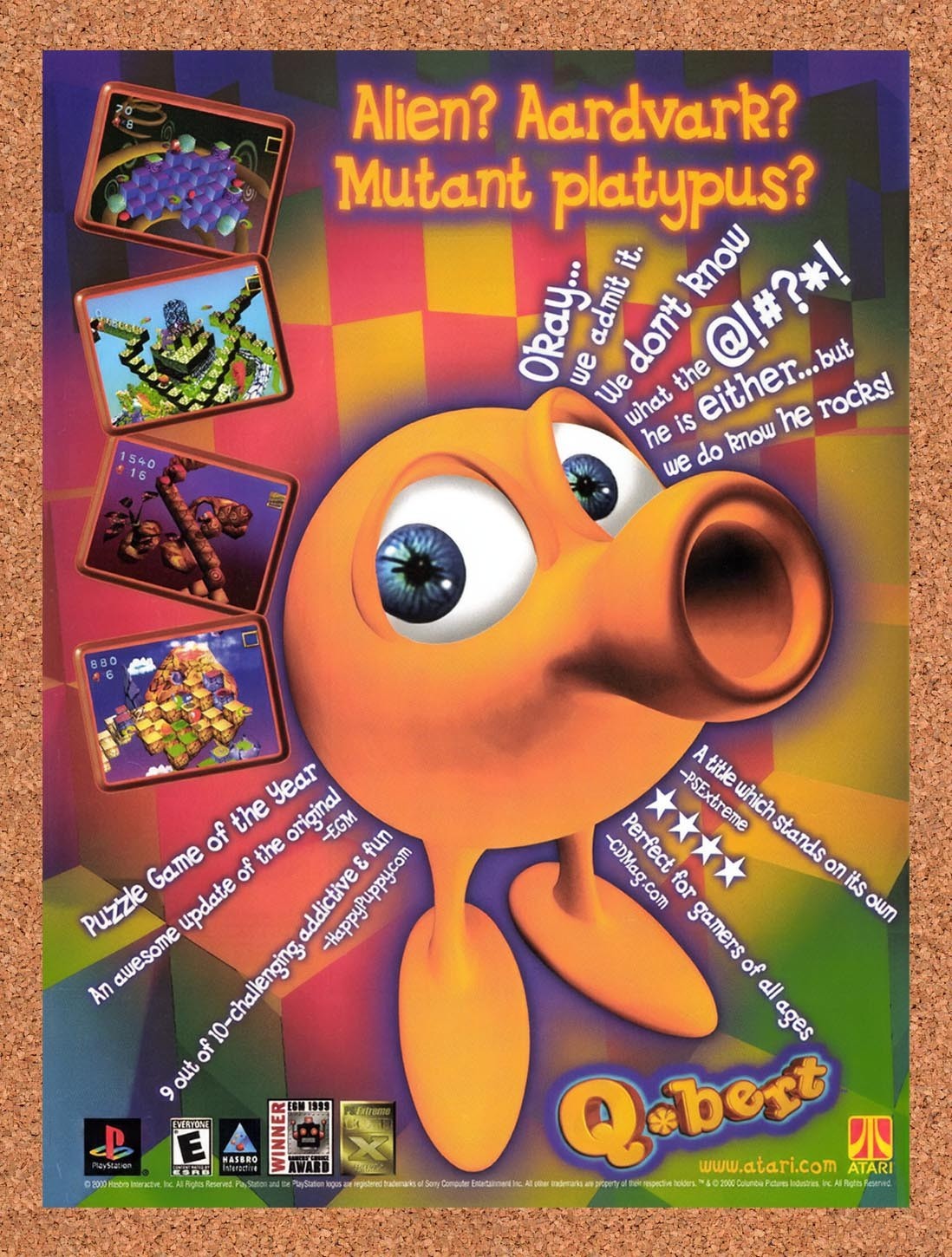 2000 Q-Bert PS1 Original Advertisement / Retro Promo v1
