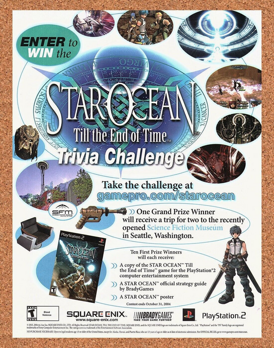 Original 2003 Star Ocean End Of Time PS2 Sweepstakes Ad - Video Game Promo