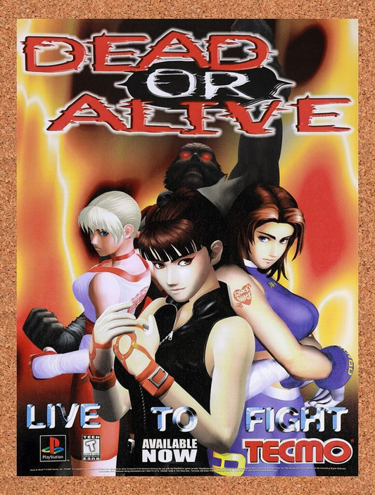1997 Dead Or Alive 1 PS1 Original Advertisement / Retro Wall Art v1