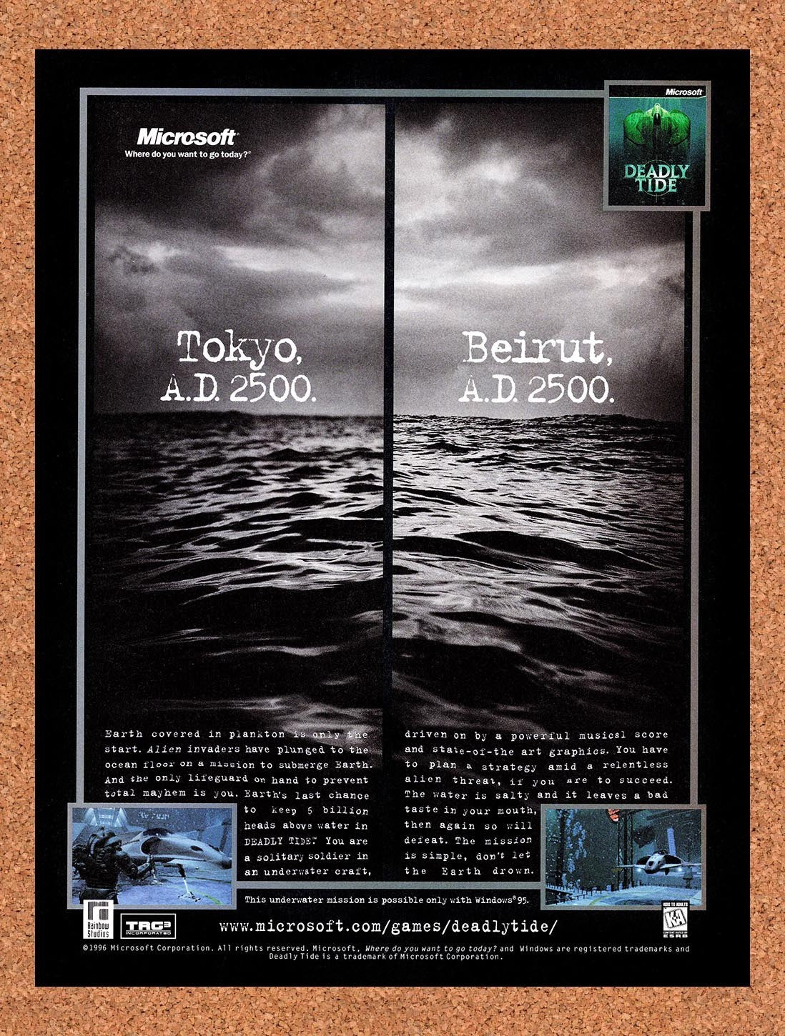 1997 Deadly Tide PC Original Advertisement / Retro Promo v1