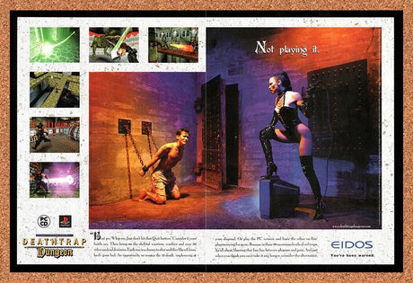1998 Deathtrap Dungeon PS1 Original Advertisement / Retro Wall Art v3