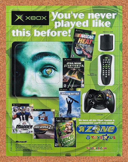 Toys R Us Original 2002 Ad Authentic R Zone Original Xbox Video Game Promo