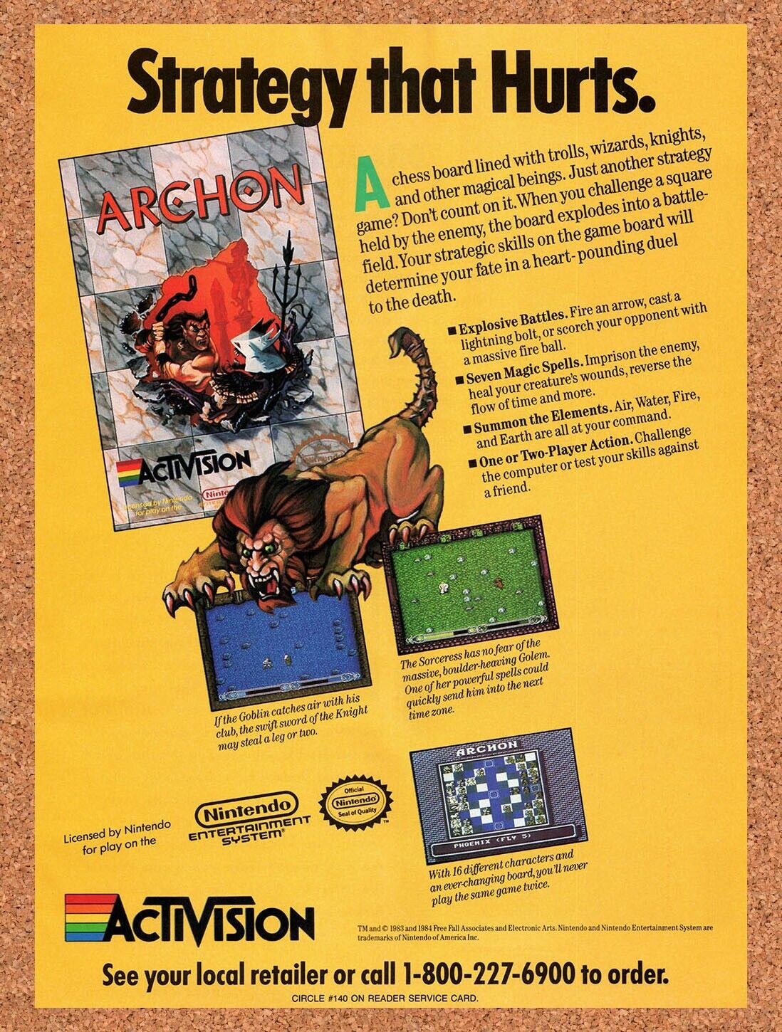 1990 Archon NES Original Advertisement / Retro Wall Art v1