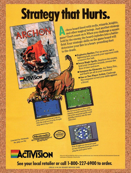 1990 Archon NES Original Advertisement / Retro Wall Art v1