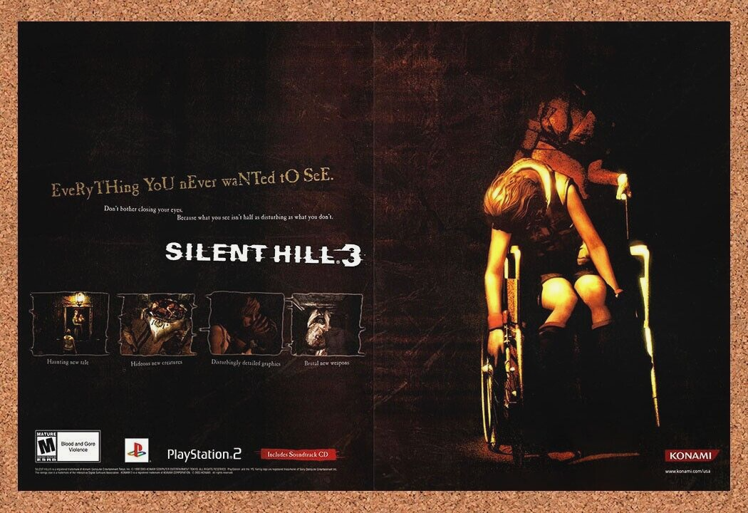 Original 2002 Silent Hill 3 PS2 Vintage Print Ad - Horror Video Game Promo