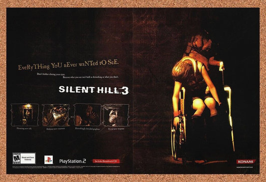 Original 2002 Silent Hill 3 PS2 Vintage Print Ad - Horror Video Game Promo