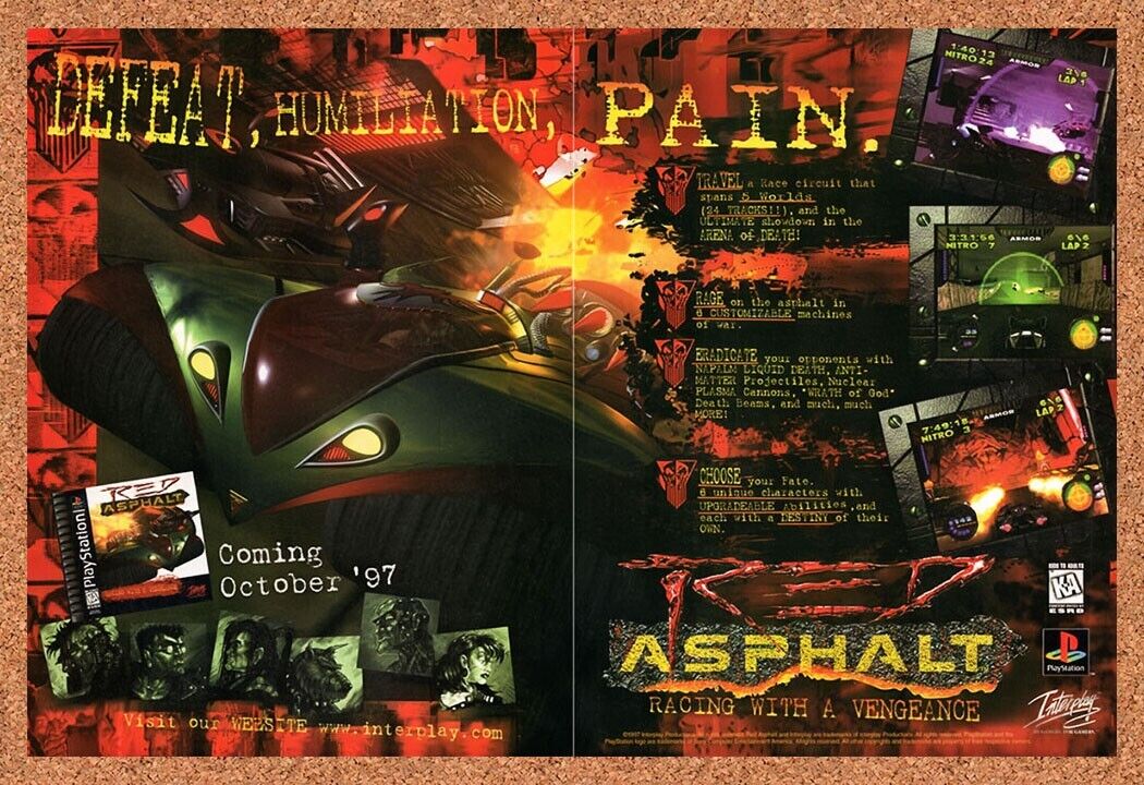 1997 Red Asphalt PS1 Original Advertisement / Retro Wall Art v2