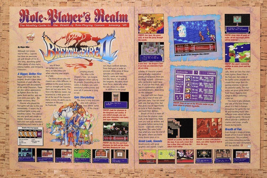 1995 Breath Of Fire II SNES Original Advertisement / Retro Wall Art v5