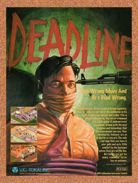 Deadline PC Original 1995 Vintage Ad - Film Noir Video Game Promo