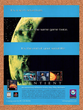 1997 Sentient PS1 Original Advertisement / Retro Promo v1