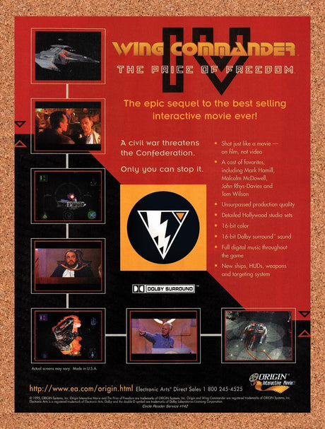 1996 Wing Commander IV The Price Of Freedom PC Original Advertisement / Promo v1