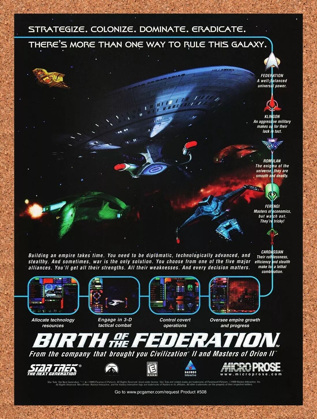 Star Trek Birth Of The Federation PC Original 2000 Ad Authentic Video Game Promo