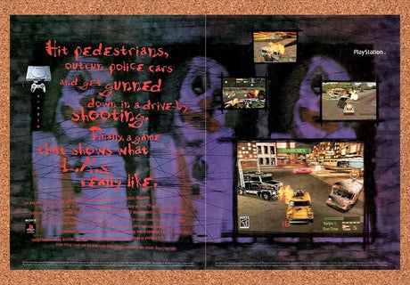 1996 Twisted Metal PS1 Original Advertisement / Retro Promo v1