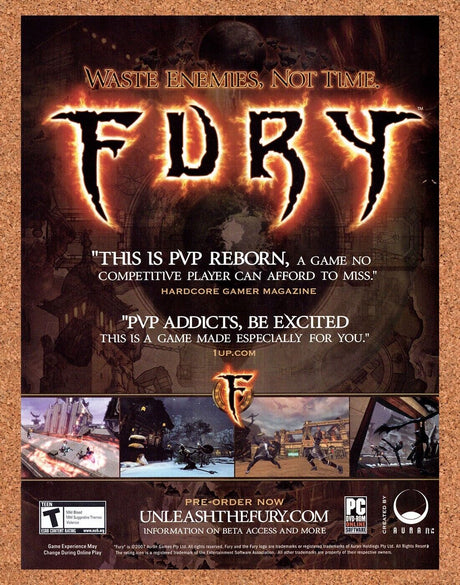 Fury PC Original 2007 Vintage Ad - Online PVP Video Game Promo
