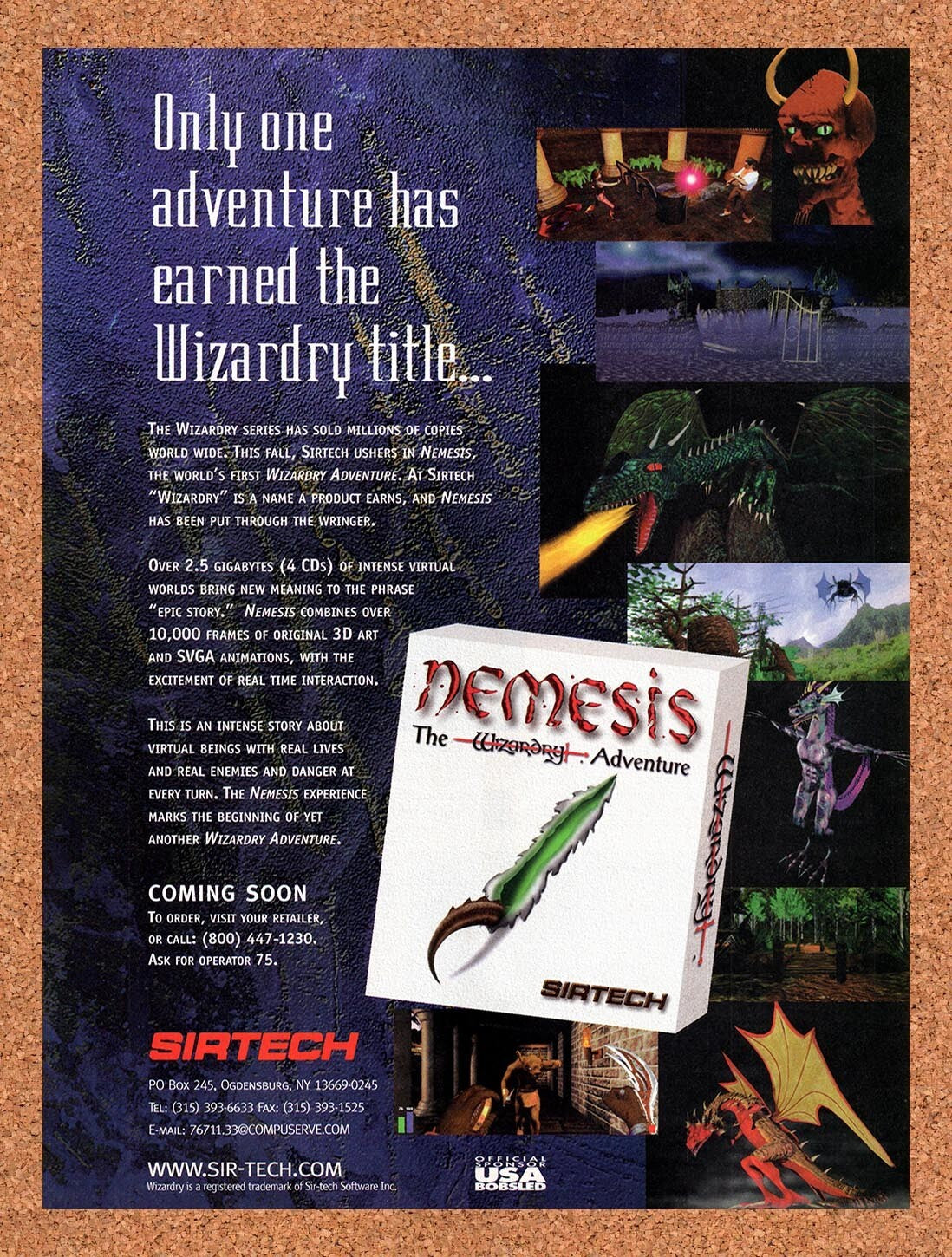 1996 Nemesis The Wizardry Adventure PC Original Ad / Retro Wall Art v1