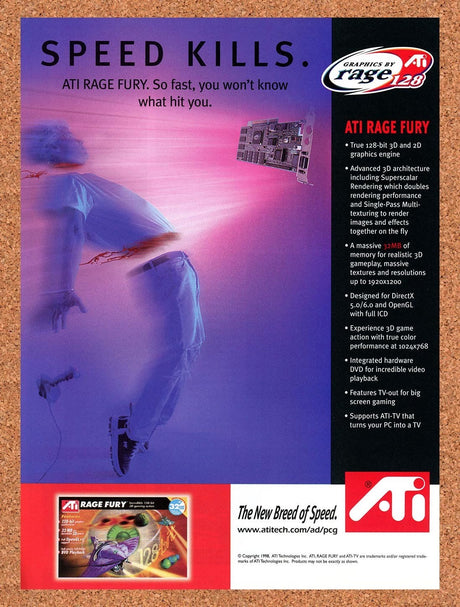 1998 ATI Rage Fury Graphics Original Advertisement / Retro Promo v3