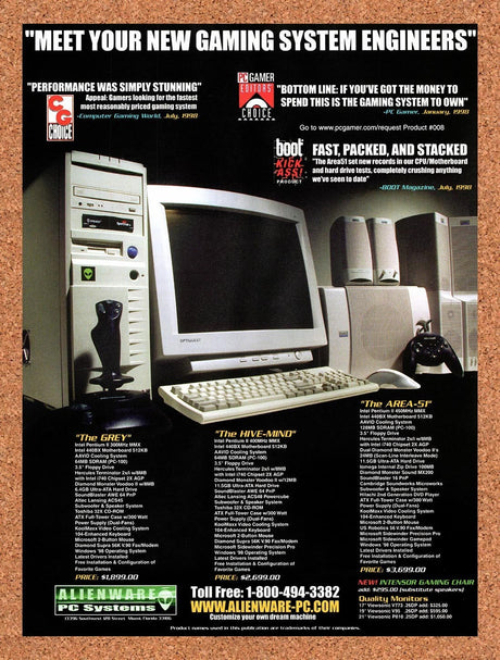 1998 Alienware PC Systems Area -51 Original Advertisement / Retro Promo v1