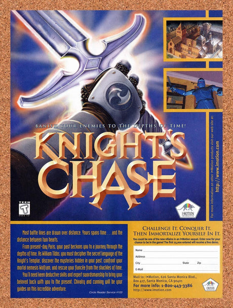 1996 Time Gate Knights Chase PC Original Advertisement / Retro Wall Art v1