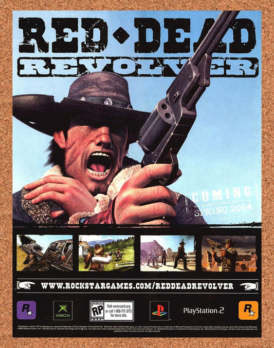 Red Dead Revolver PS2 Original 2003 Print Ad Authentic Rockstar Game Art Promo