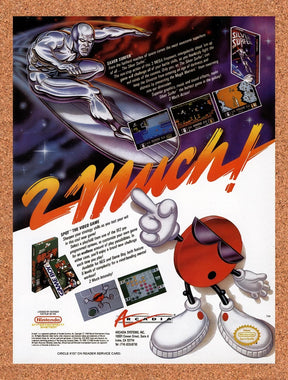 1990 Arcadia Silver Surfer Cool Spot NES Games Original Advertisement / Promo v2